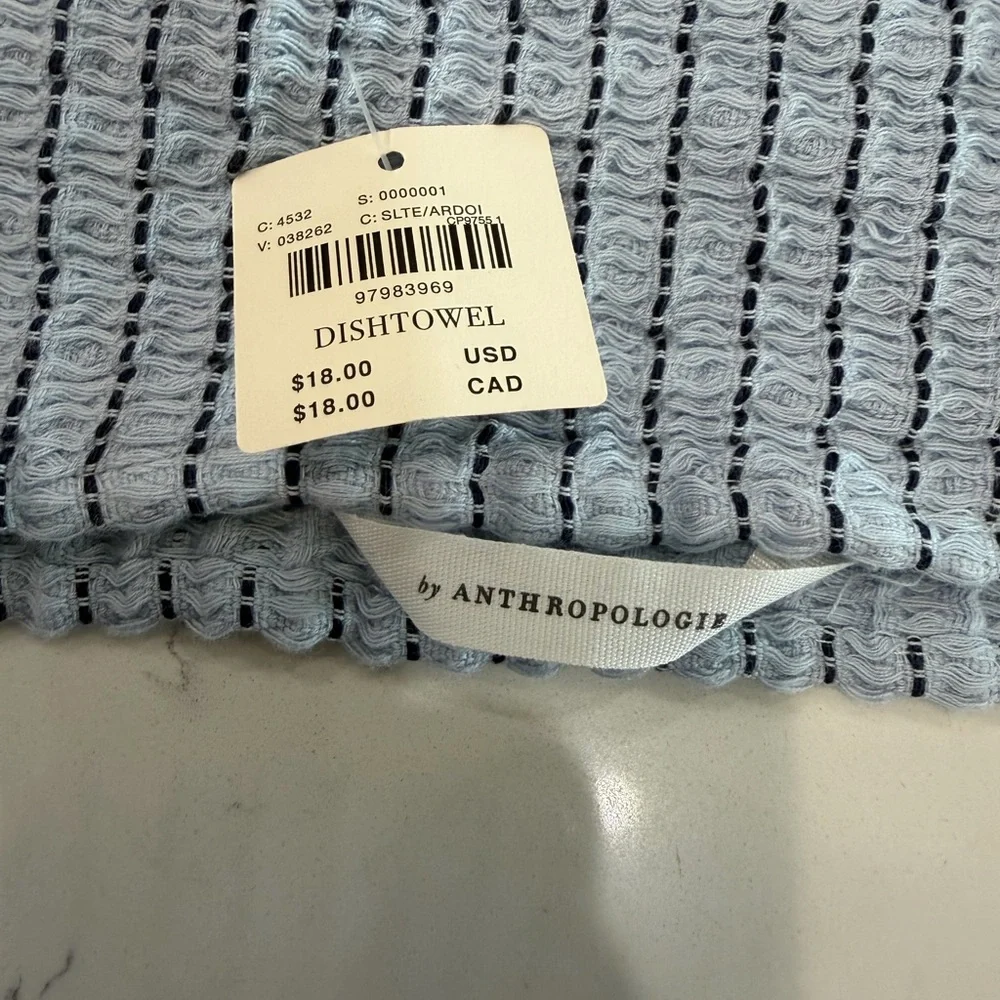 Anthropologie Light Blue Waffle Weave Dishtowel